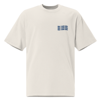 Oversize faded bone unisex t-shirt front view with small “Not Your Girl” blue logo print on chest