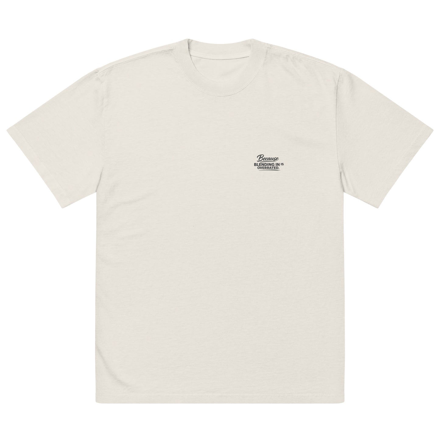 streetwear t-shirt front view with minimal logo detail
