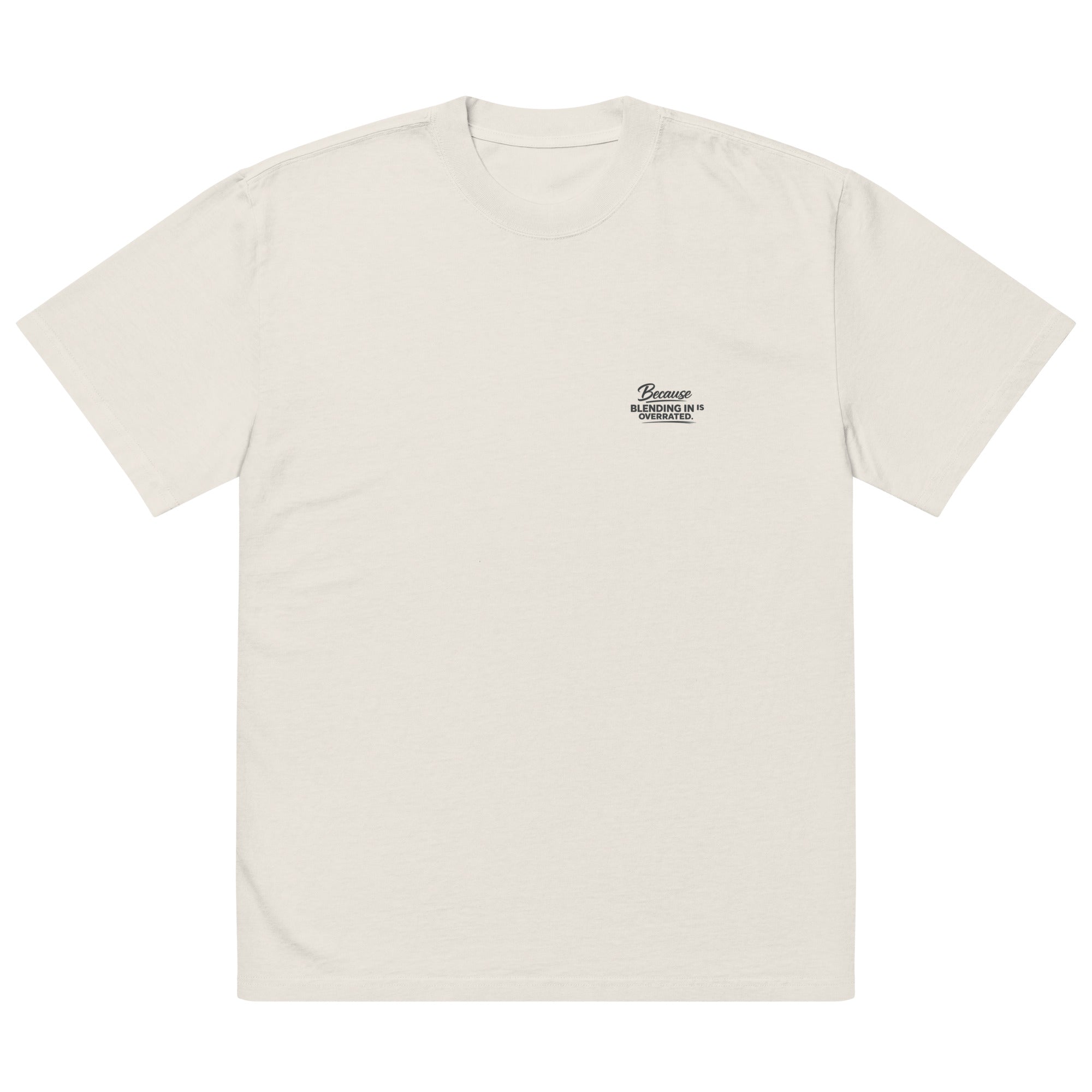 streetwear t-shirt front view with minimal logo detail
