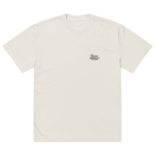 streetwear t-shirt front view with minimal logo detail
