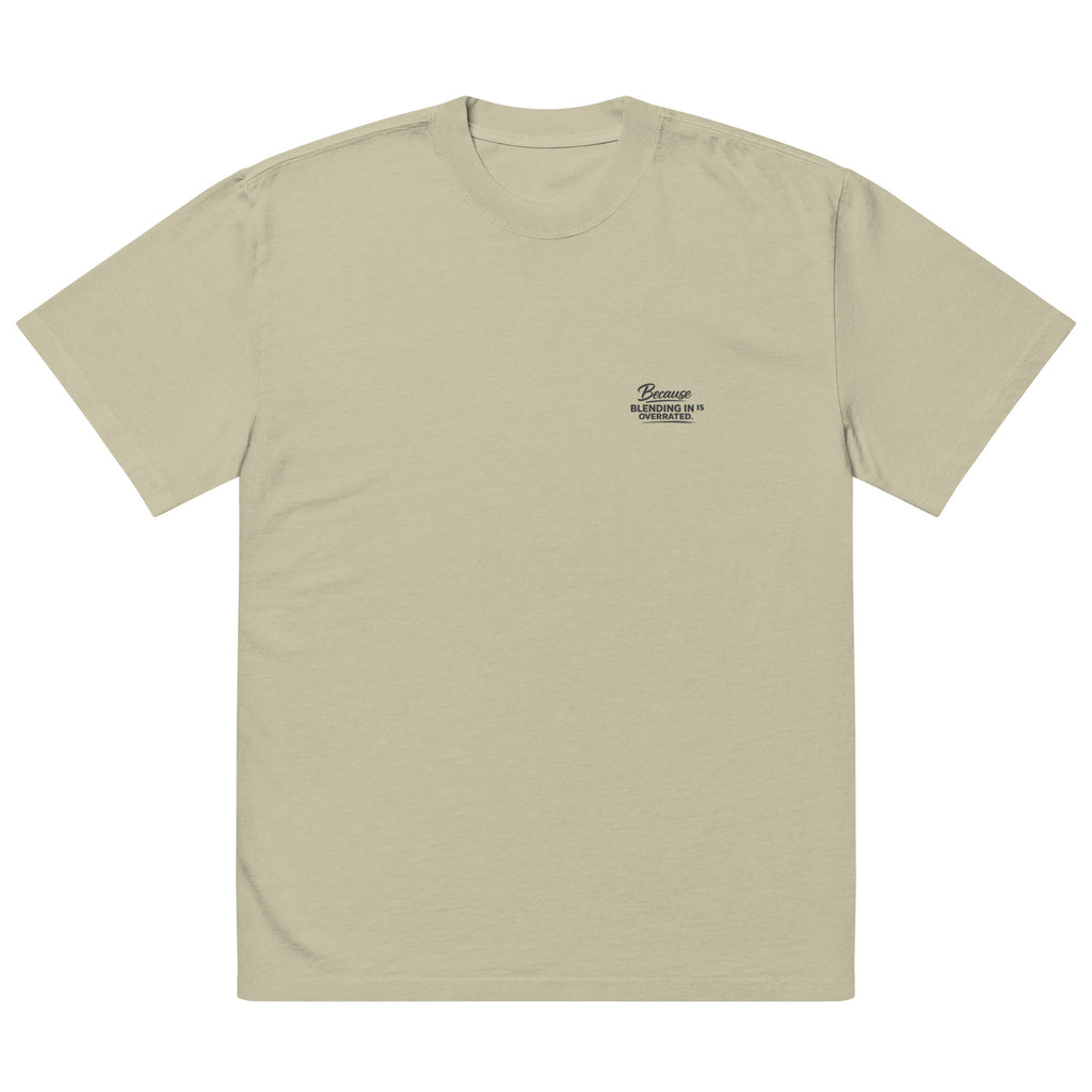 streetwear t-shirt front view with minimal logo detail
