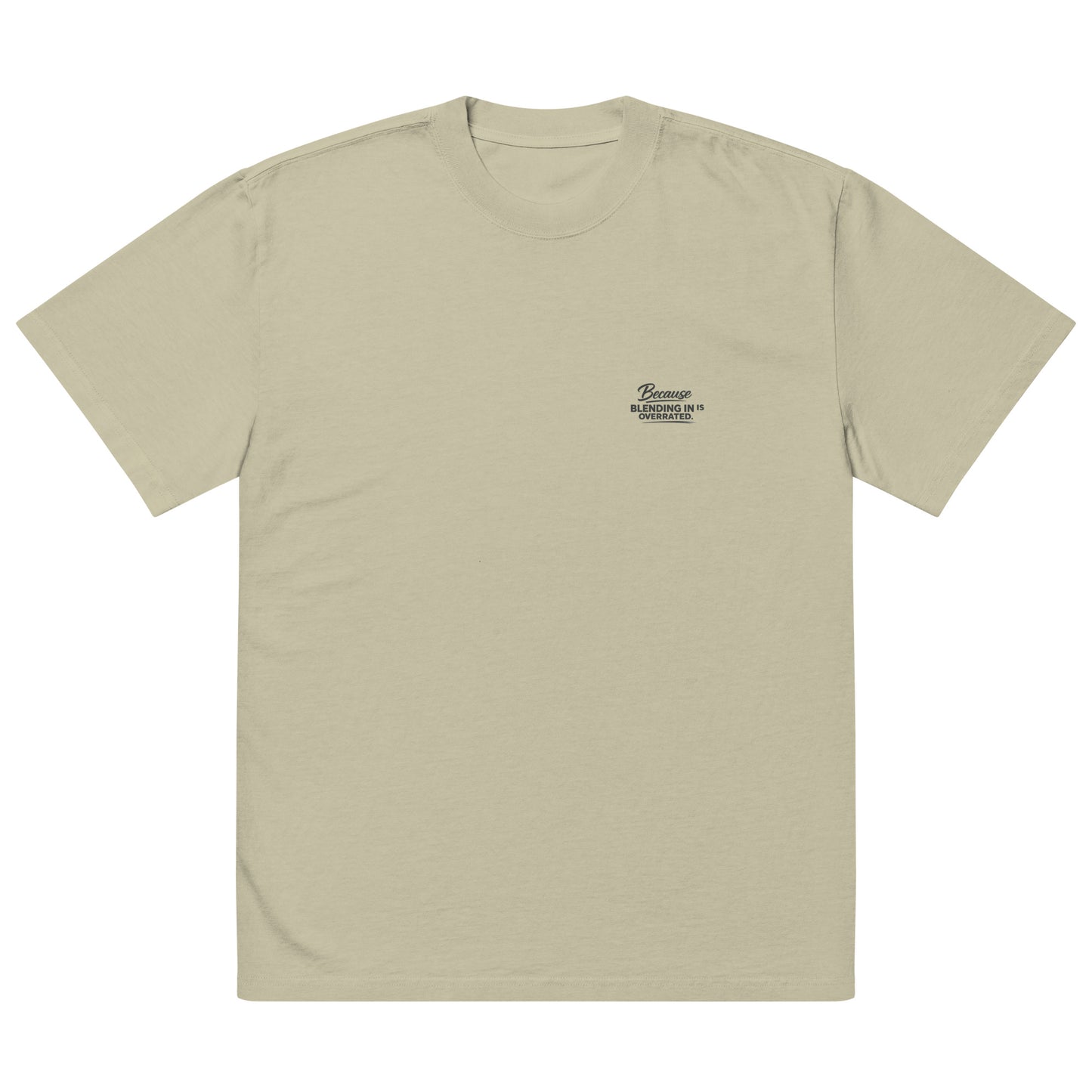 streetwear t-shirt front view with minimal logo detail
