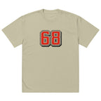 Oversized eucalyptus t-shirt with red varsity 68 graphic front print