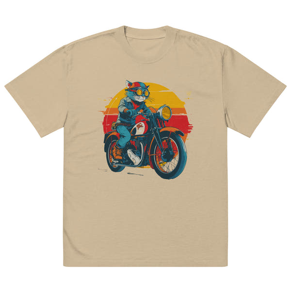 oversized graphic t shirt biker print faded khaki Noiré