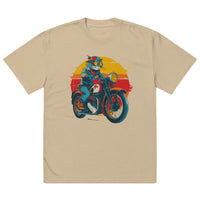 oversized graphic t shirt biker print faded khaki Noiré