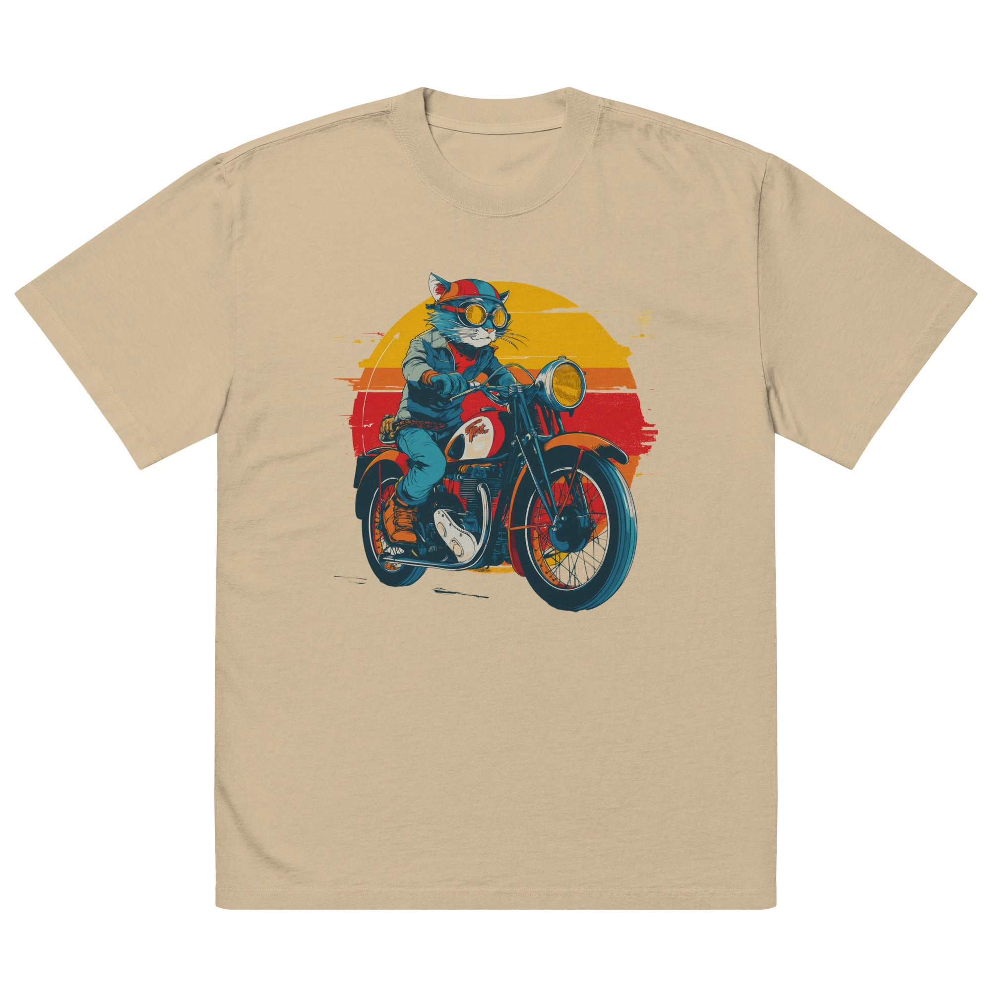 oversized graphic t shirt biker print faded khaki Noiré