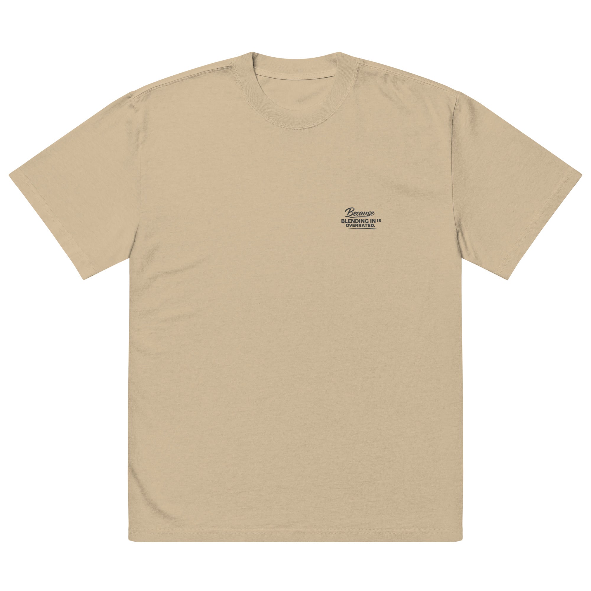 streetwear t-shirt front view with minimal logo detail
