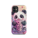 product front view cute bubble tea panda phone case kawaii pink boba accessory