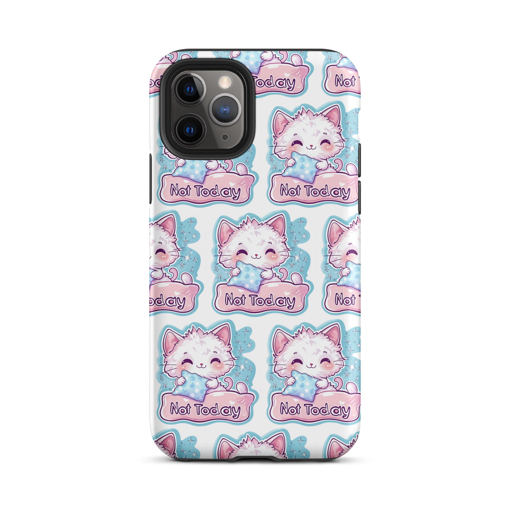MagSafe iPhone case Not Today Kitty cute pastel cat pattern studio view