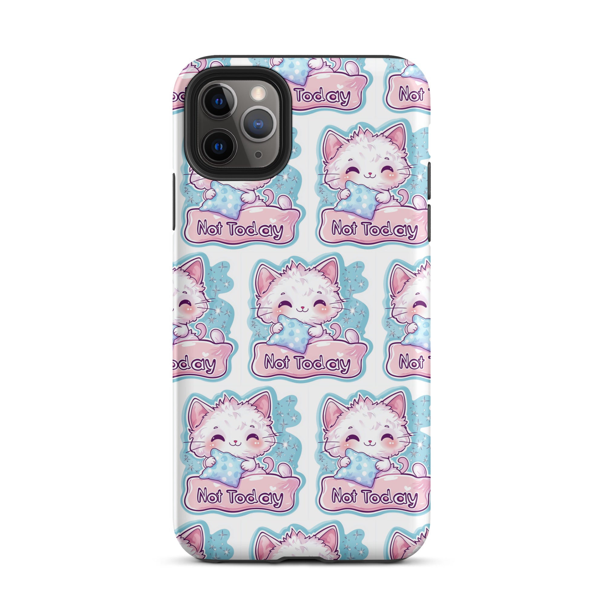 Not Today Kitty iPhone case MagSafe compatible repeating kitten artwork