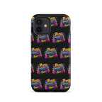 Press Start MagSafe iPhone case colorful neon pattern close up