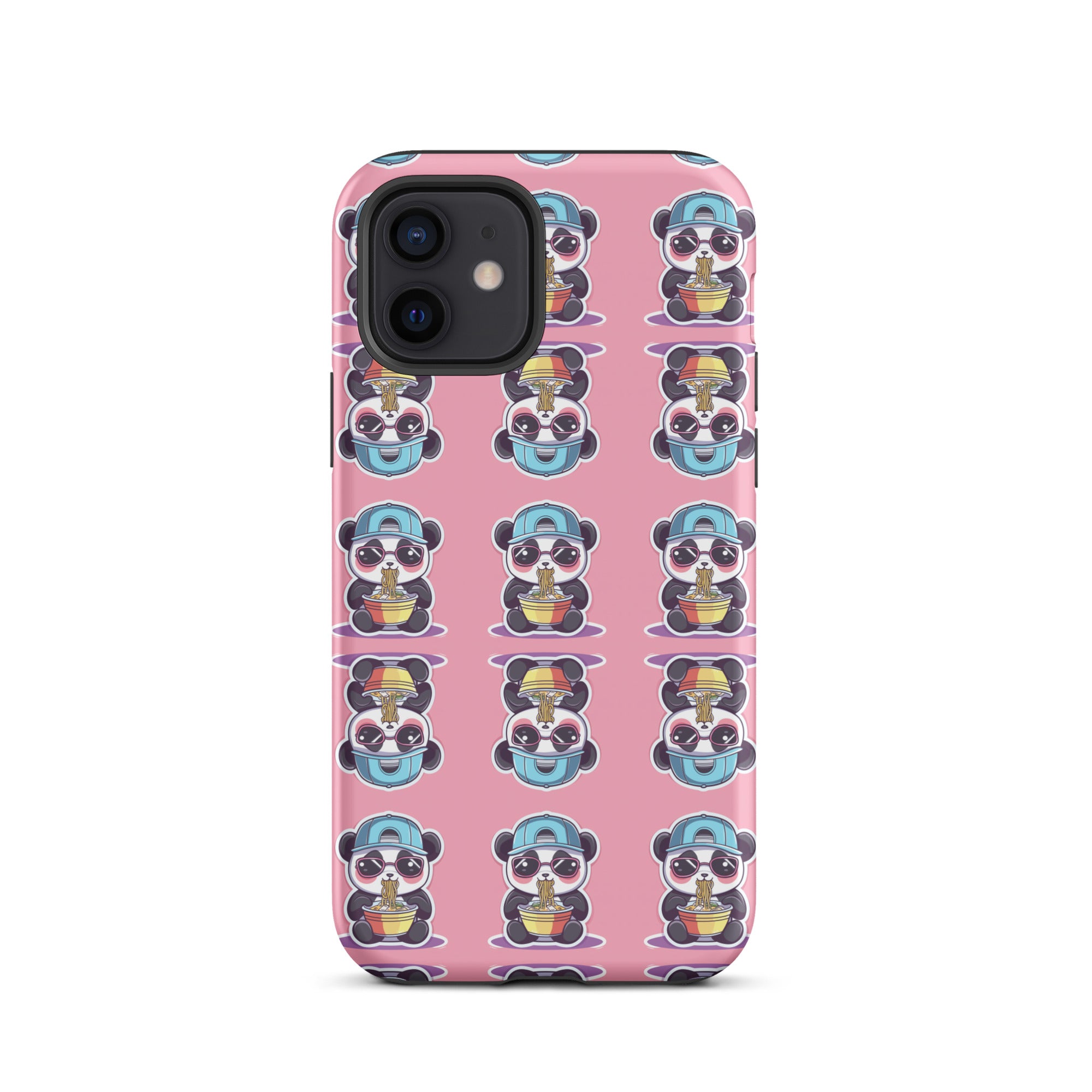 Panda Vibe MagSafe iPhone case pastel street art pattern close up