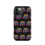 Gaming themed MagSafe iPhone case Press Start neon design