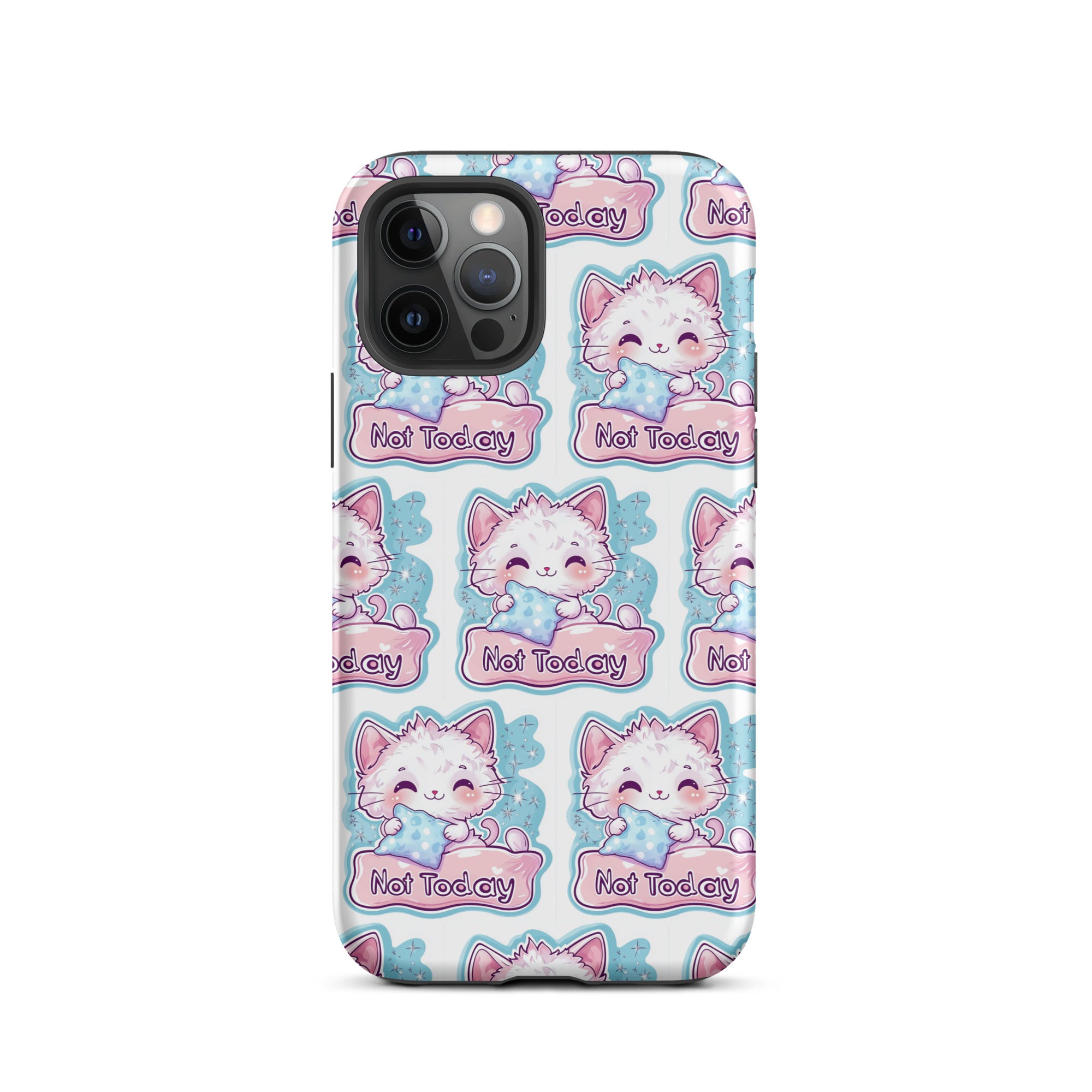 Pastel cat themed MagSafe iPhone case Not Today Kitty design