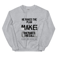 Sport grey unisex sweatshirt front view with strong typographic graphic, urban streetwear crewneck