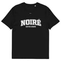 Black Noiré oversized t-shirt, front view, minimalist streetwear product image.
