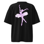 oversized black ballerina graphic t-shirt back print pastel lavender dancer illustration streetwear fashion