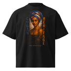 black oversized graphic t-shirt portrait design front view streetwear fashion apparel product mockup
