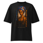 black oversized graphic t-shirt portrait print front view streetwear apparel product image