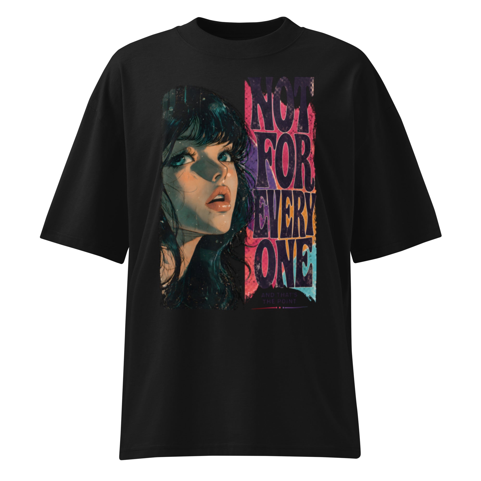 front view oversized black graphic t-shirt not for everyone design graphic streetwear