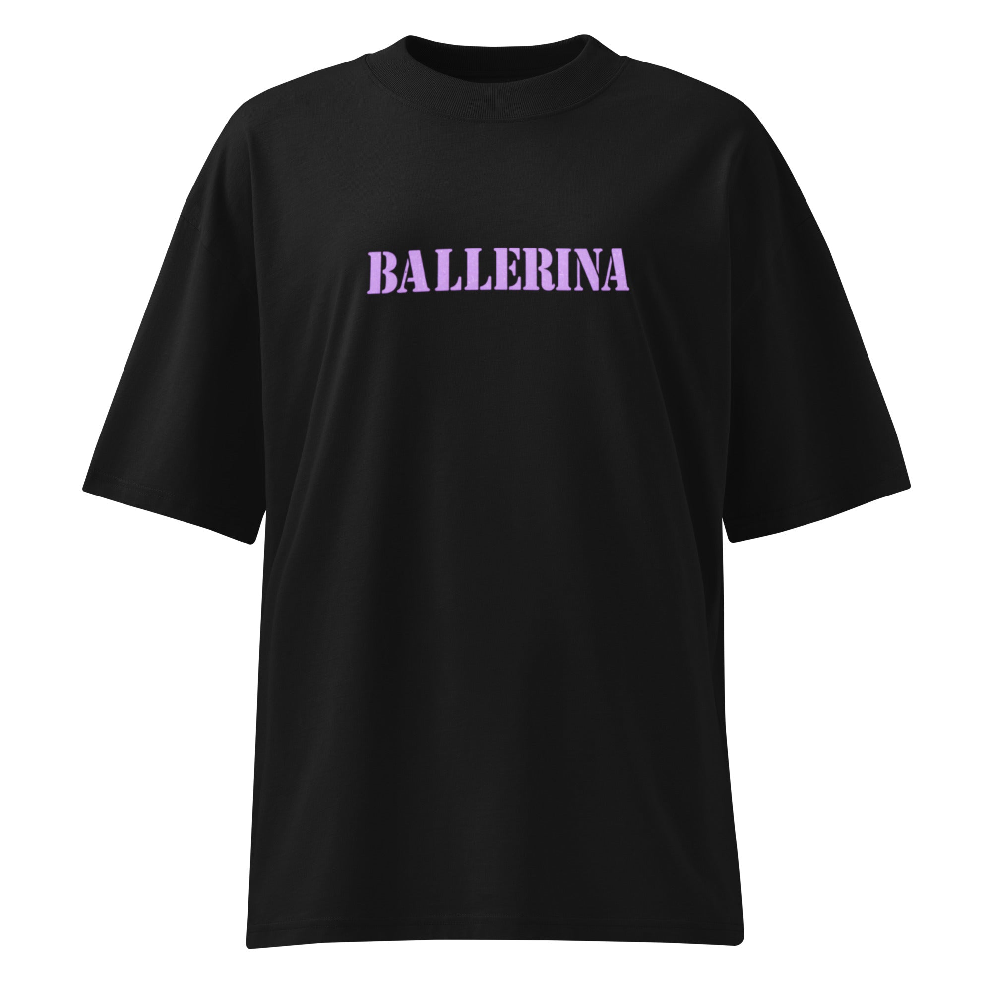 oversized black ballerina graphic t-shirt front print pastel lavender statement streetwear tee