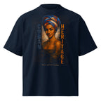 navy oversized graphic t-shirt portrait design front view streetwear fashion product mockup