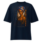 navy oversized graphic t-shirt portrait print front view modern streetwear apparel product image