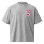 product front view oversized sport grey graphic t shirt pitaya pink riot chest print streetwear fashion