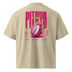 product back view oversized sand beige graphic t shirt pitaya exotic dragon fruit graphic urban streetwear outfit