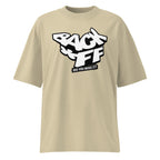 studio front mockup relaxed fit beige graphic t shirt back off typography graphic streetwear