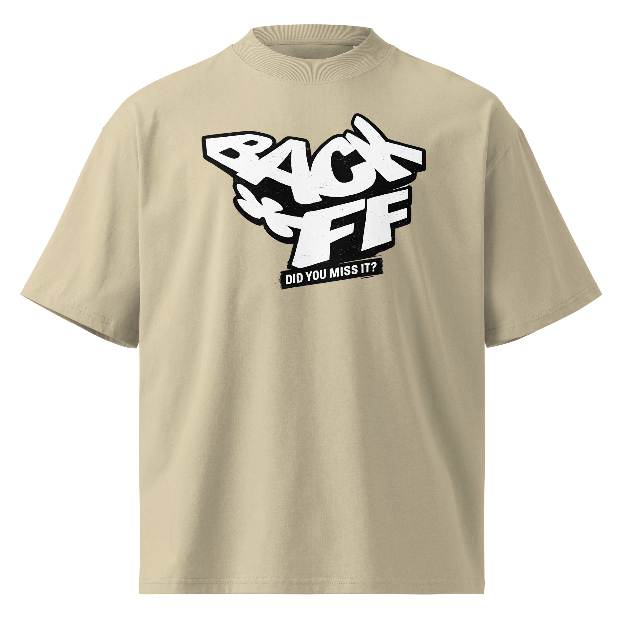 product clean mockup oversized beige graphic t shirt back off statement print streetwear fashion