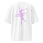 oversized white ballerina graphic t-shirt back print pastel lavender dancer illustration streetwear fashion