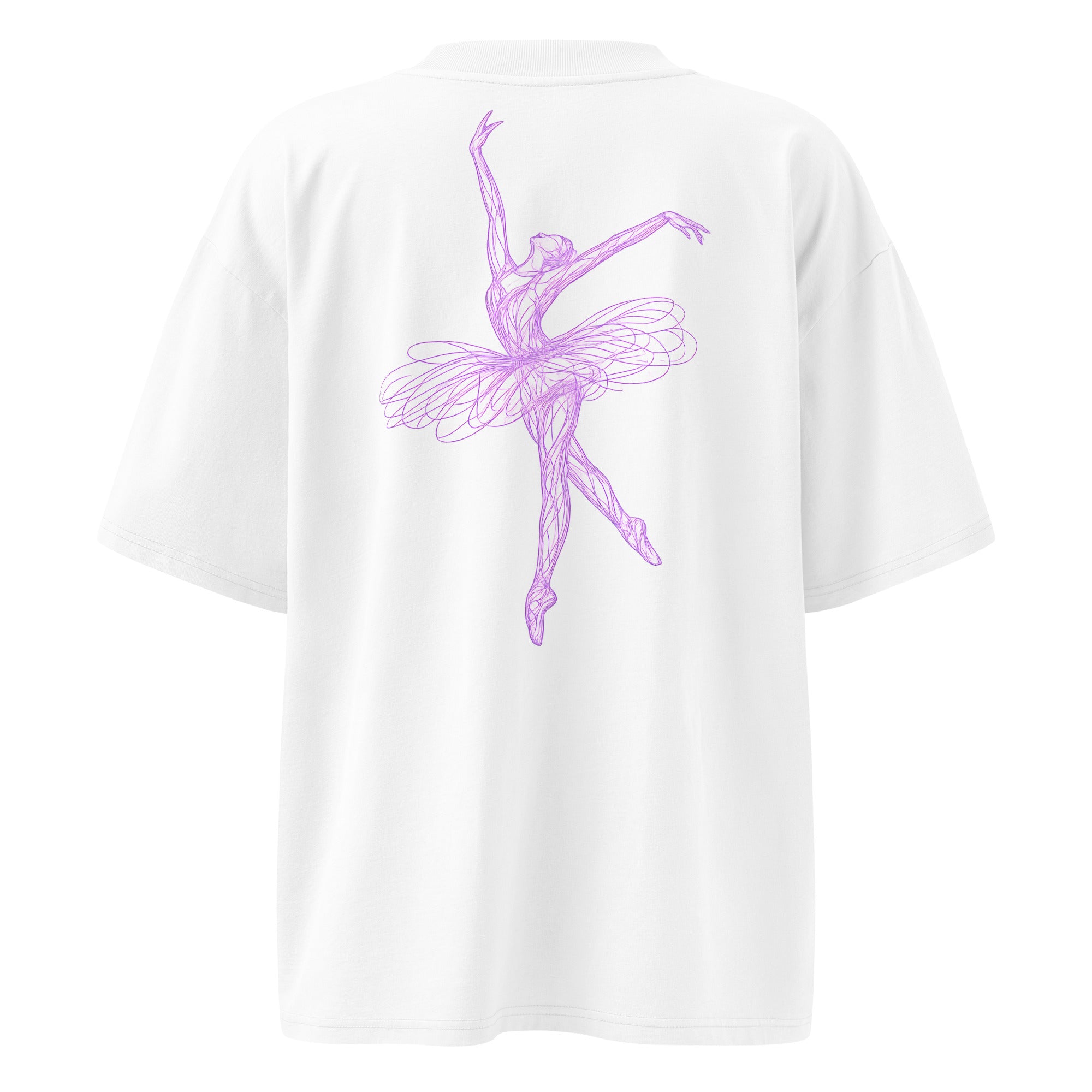 oversized white ballerina graphic t-shirt back print pastel lavender dancer illustration streetwear fashion