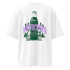 back view white graphic streetwear tee nineties culture retro bottle design oversized streetwear fashion