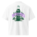 back view white oversized graphic t shirt nineties culture bottle graphic urban streetwear outfit