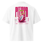 product back view oversized white graphic t shirt pitaya exotic dragon fruit graphic urban streetwear outfit