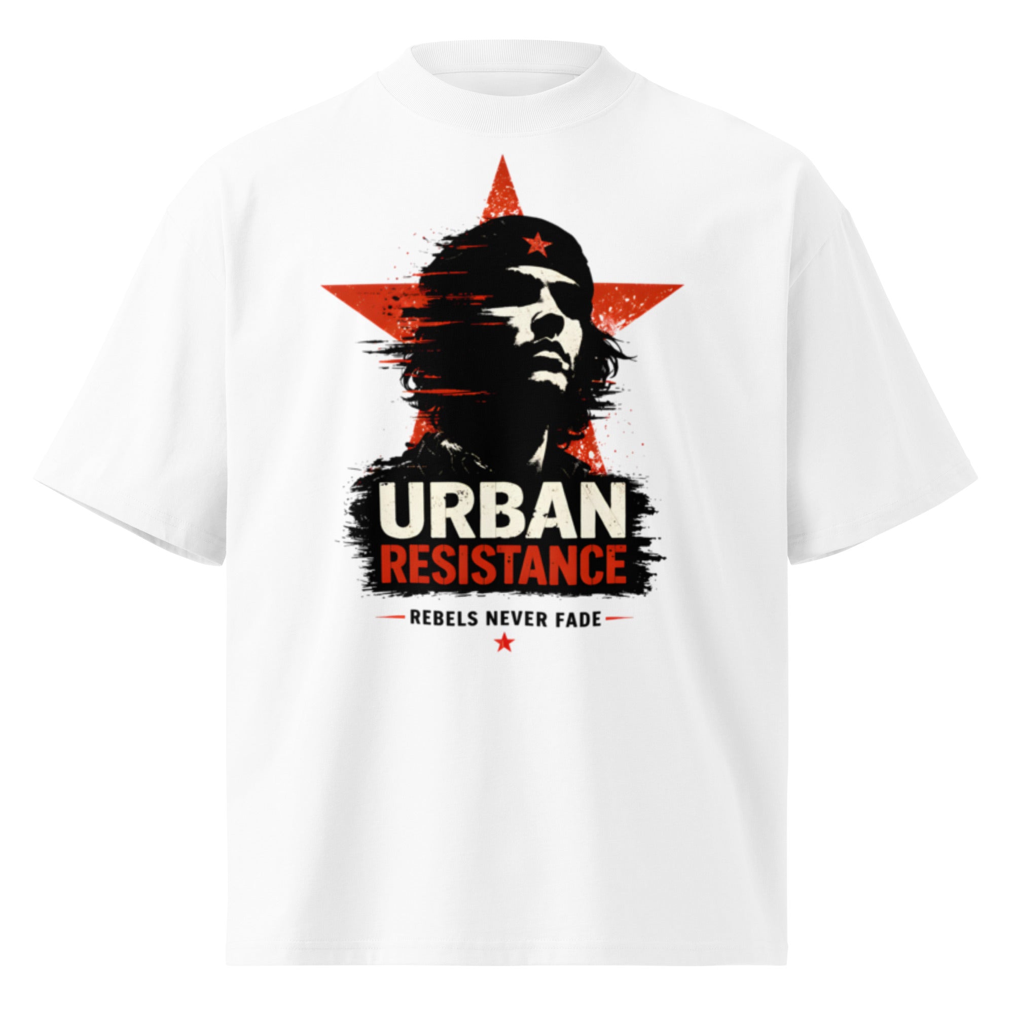 white oversized graphic t-shirt urban print close up streetwear design detail apparel