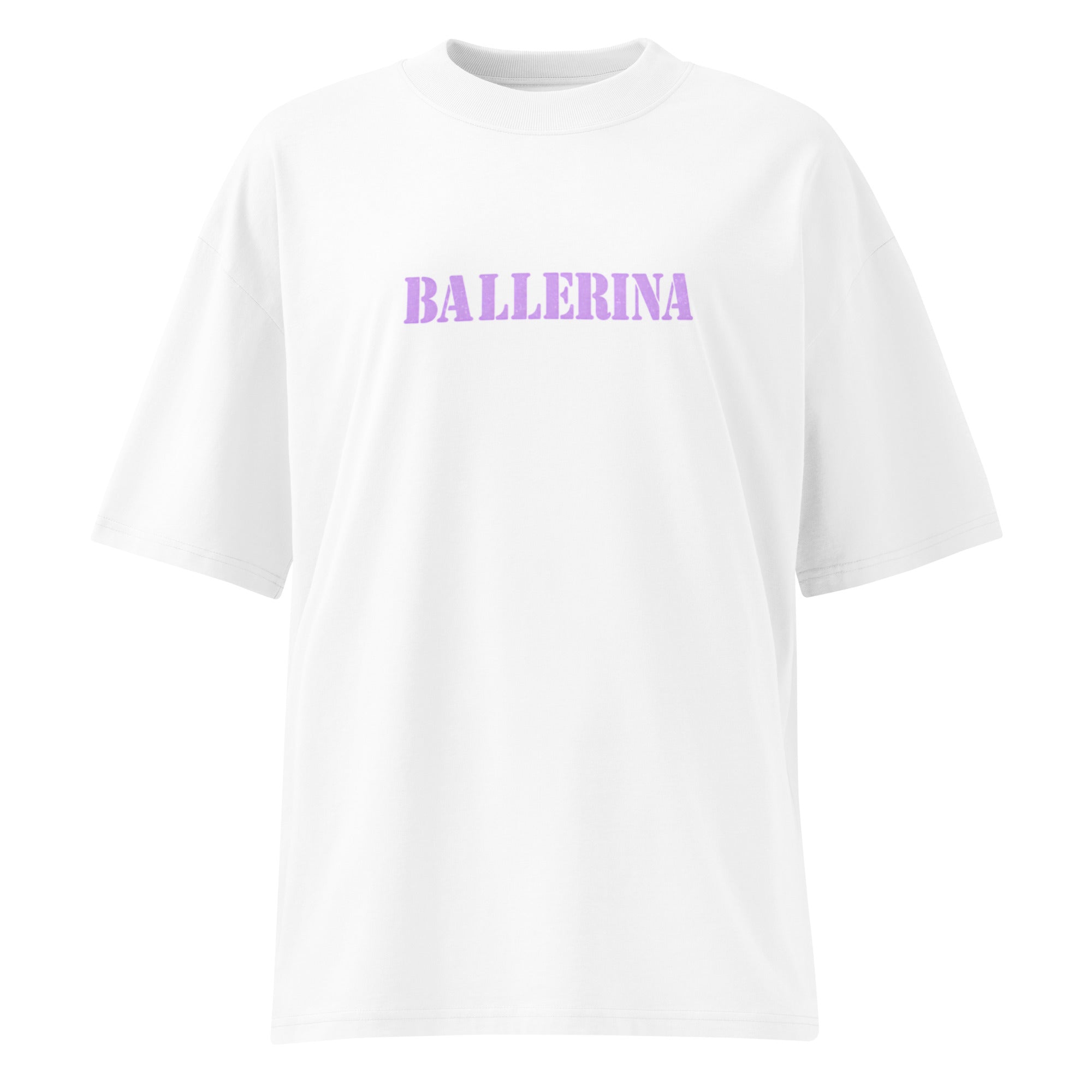 oversized white ballerina graphic t-shirt front print pastel lavender statement streetwear tee