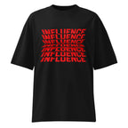 Clean oversized urban graphic t-shirt black background