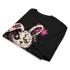 flat lay folded oversized black graphic streetwear t shirt punk rabbit graffiti design urban streetwear clothing