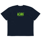Navy oversized streetwear t-shirt with neon green LOOK graphic front print