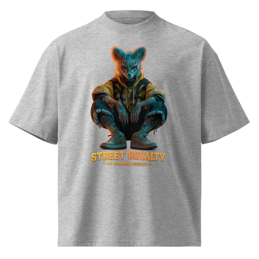 Anime style urban street art print on oversized cotton t-shirt