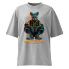 Anime style urban street art print on oversized cotton t-shirt