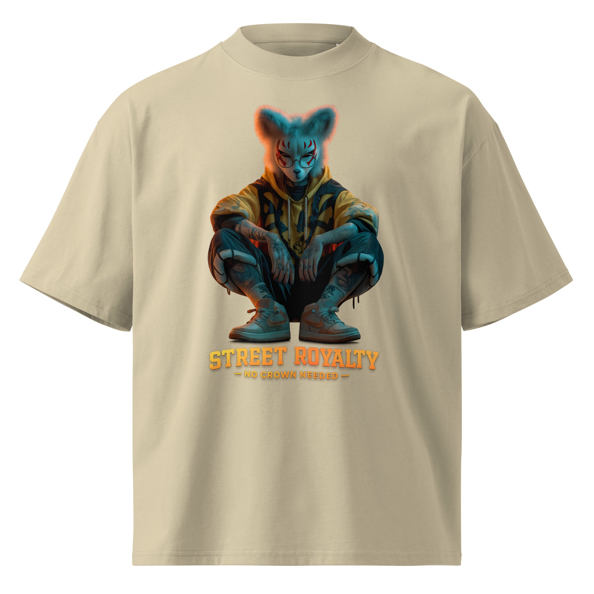 Street Royalty no crown needed graphic tee front view product mockup