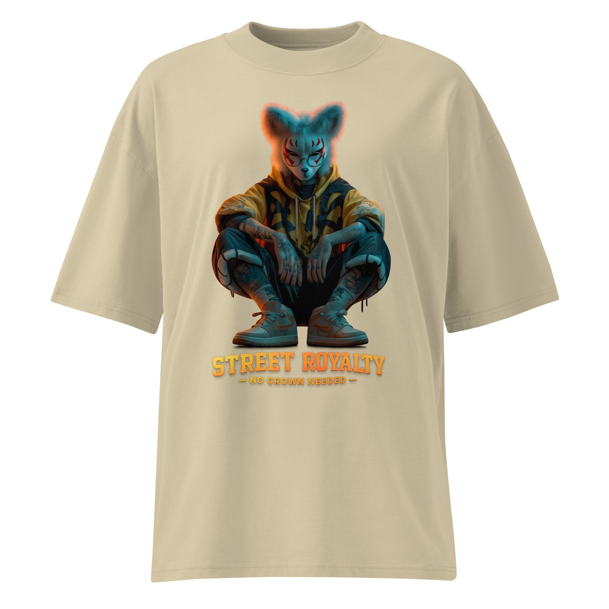 Street Royalty no crown needed graphic tee front view product mockup