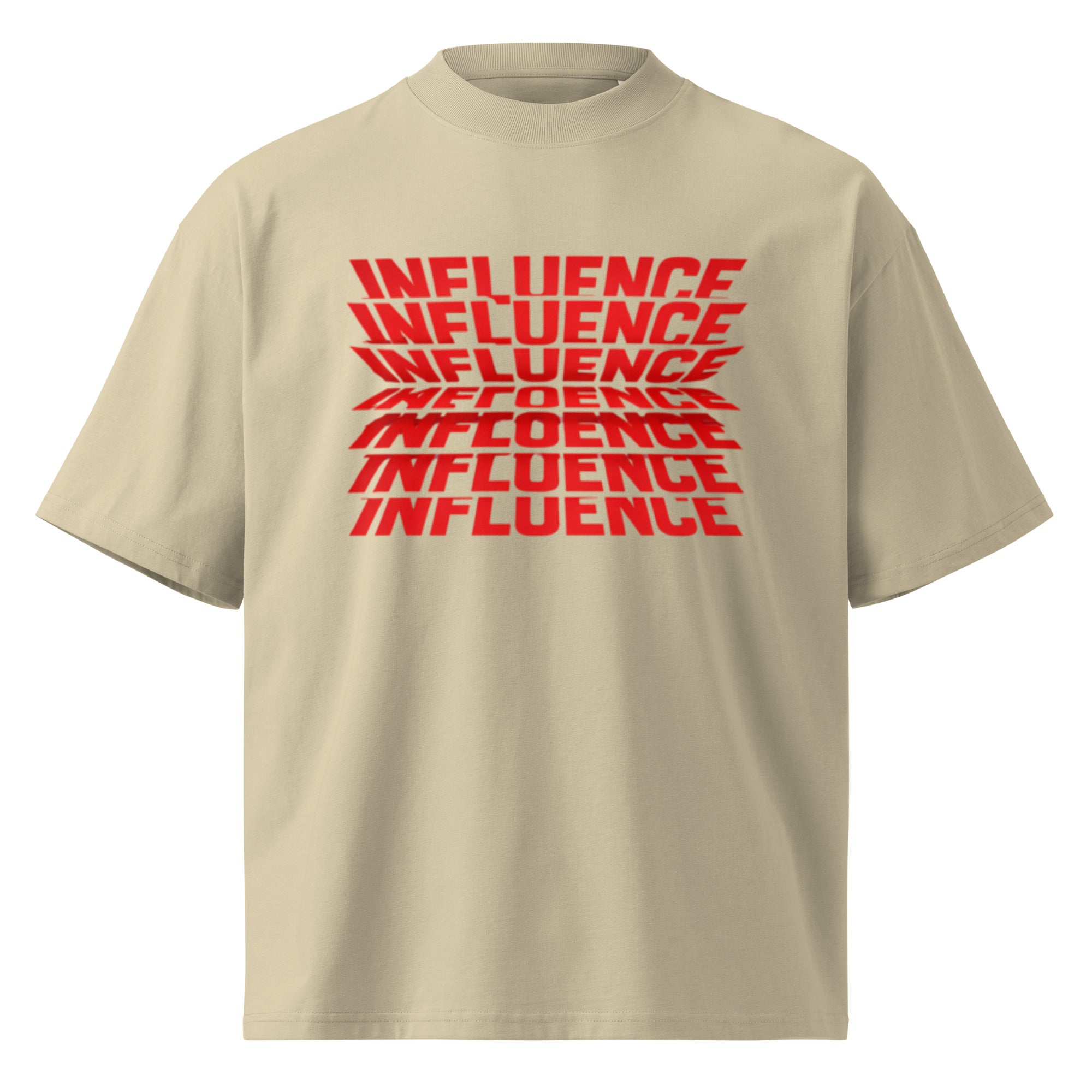 Minimal statement graphic tee with bold red text design front view