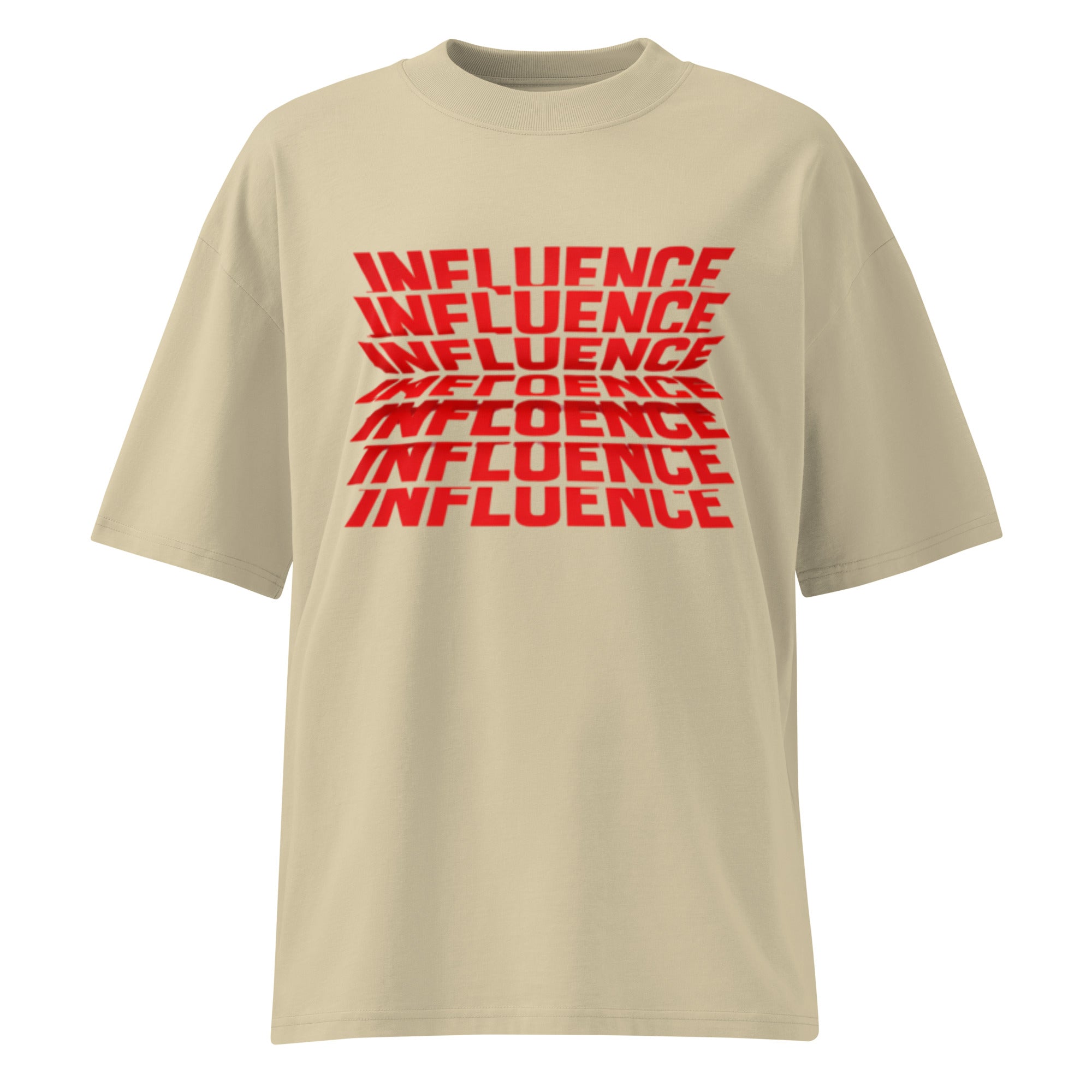 Minimal statement graphic tee with bold red text design front view