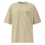front view beige oversized graphic streetwear t shirt roll with me sushi graphic streetwear fashion