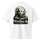 White oversized hoodie back view with large classical statue portrait graphic and bold streetwear typography