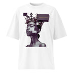 product view white oversized graphic streetwear t shirt gothic statue artwork streetwear fashion